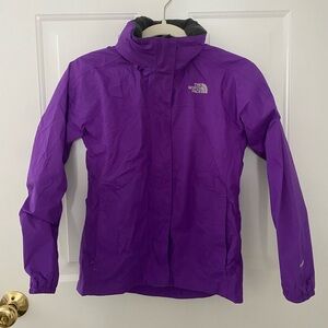 Purple north face girls raincoat